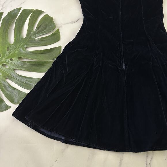 Roberta Womens Vintage Velvet Cocktail Party Dress Size 6 Navy Blue Scallop - Picture 11 of 11